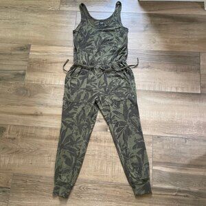 Prana Jumpsuit Womens Medium Camo Green Tropical Comfy Hemp Tank Top Joggers